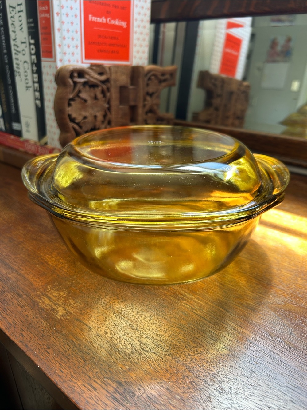 Vintage Dynaware Pyr-O-Rey Amber Yellow Casserole Dish with Lid